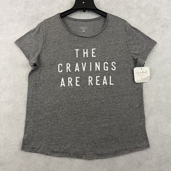 Isabel Maternity T Shirt Womens XXL White The Cravings Are Real Graphic Tee NEW - Picture 3 of 12
